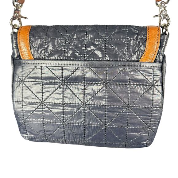 Brighton Black Quilted Fabric & Brown Leather Crossbody Bag - Picture 3 of 10